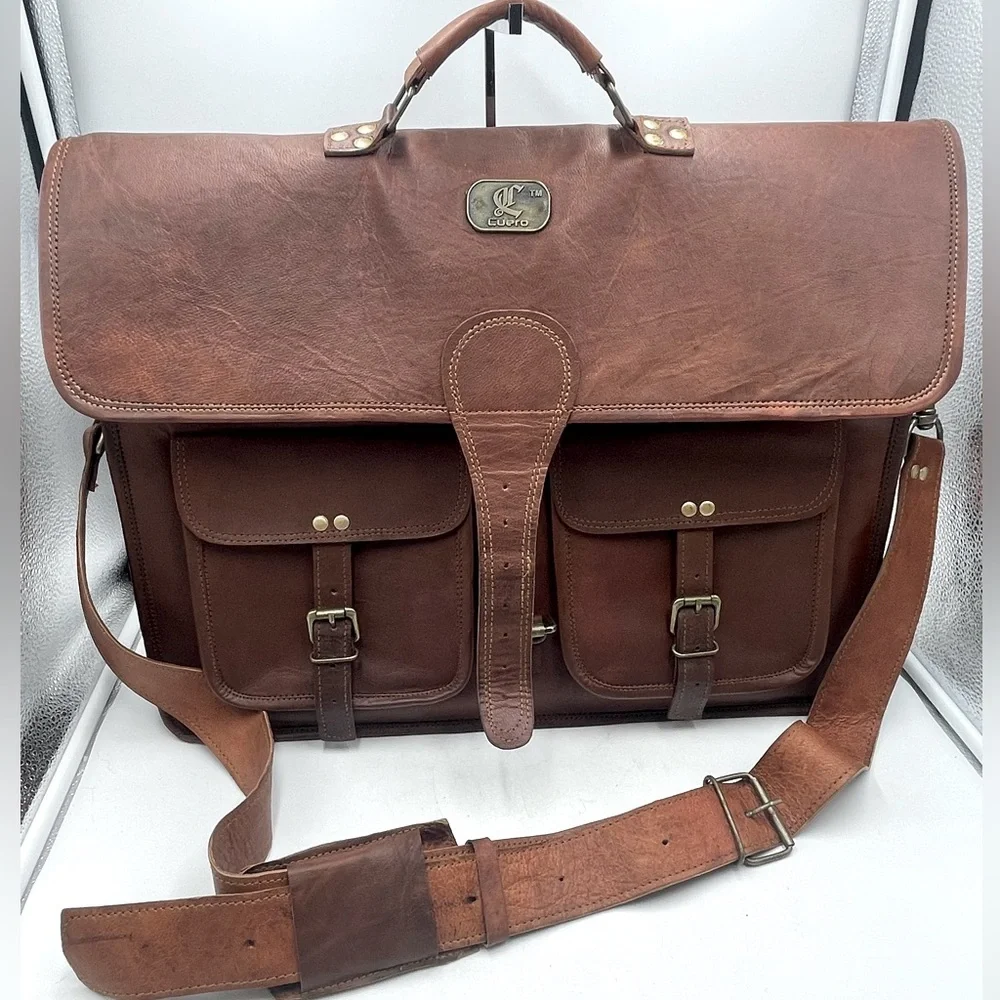 Cuero: Hand Crafted Genuine Goat Leather Laptop Computer Messenger Bag Briefcase